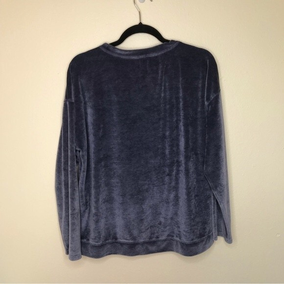 Westbound Velour Kangaroo Pocket Side Slit Bottom Dusty Blue Gray Women's Large - Picture 12 of 12